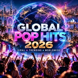 GLOBAL POP HITS 2026. VIRAL • TRENDING • WORLDWIDE. Spotify playlist cover art