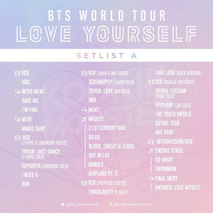 LYS セトリ A - BTS SET LIST A - LOVE YOURSELF WT Bangtan セット