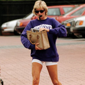 Princess Diana in biker shorts and crew neck weather playlist cover